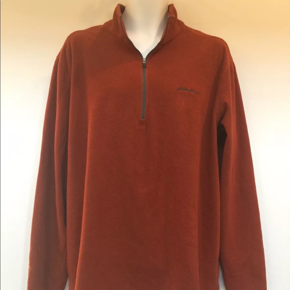 Eddie Bauer 1/4 Zip Rust Fleece Pullover Mens XLT